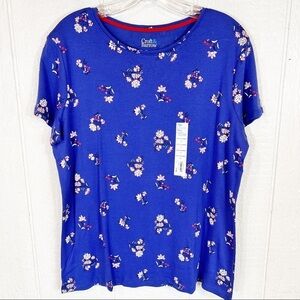 NEW Croft and Barrow Blue Floral The Classic Tee Large